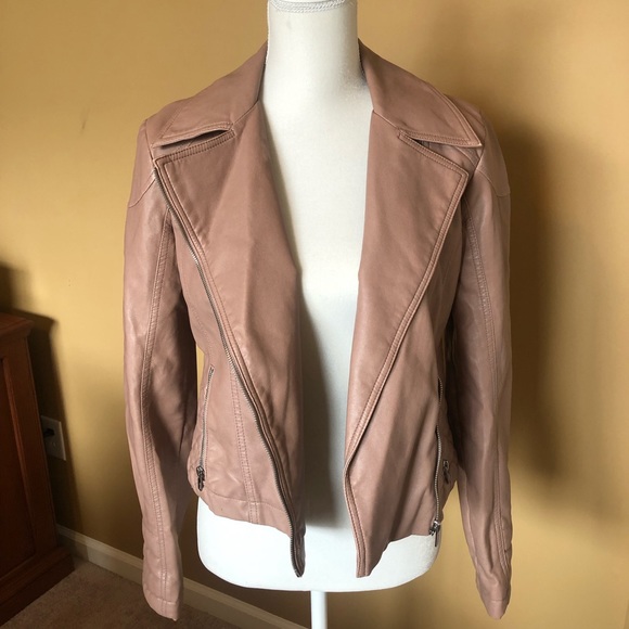 Express premium faux leather jacket in pink/tan - Picture 4 of 6